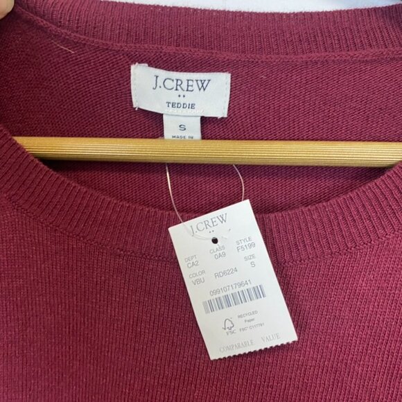 NWT J. Crew Wool Blend Burgundy Teddie Sweater - Picture 6 of 12